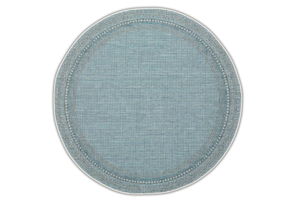 Dies ist der Harper Rund Teppich in der Farbe Blau von Brom-Living