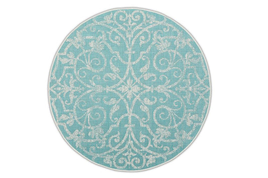 Dies ist der Summer Quay Rund Teppich in Türkis von Brom-Living